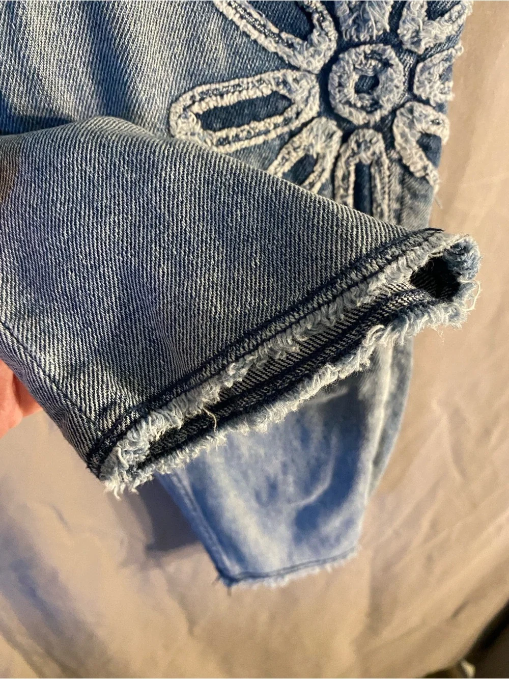 Justice Light Denim Jeans with Daisy Stitch Appliqués